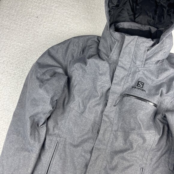 Salomon Stormslide Parka Jacket Ski Winter  Men Size L Dark Heater Grey READ** - Picture 4 of 16